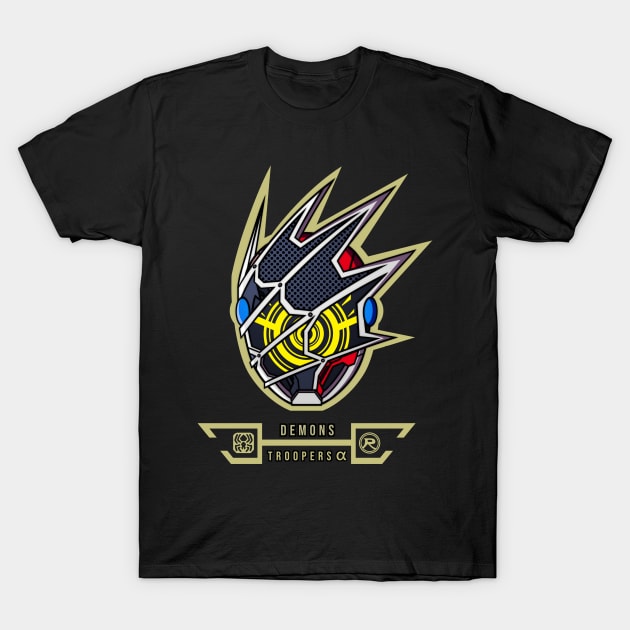 KR REVICE ( DEMONS TROOPERS ALPHA ) HELMET 2 T-Shirt by Ryuki Kento Art